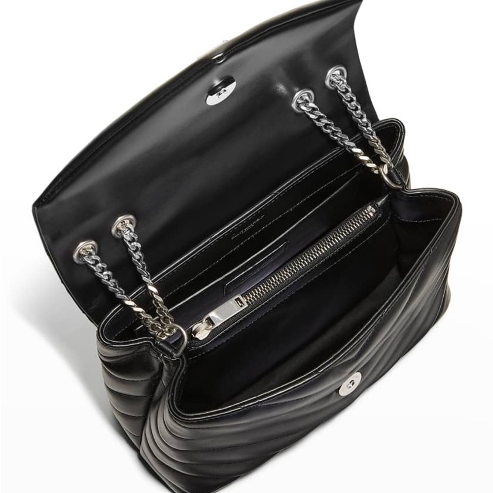 NWT YSL Loulou Small Matelasse Calfskin Flap Bag w/ Metal Straps - Picture 11 of 14